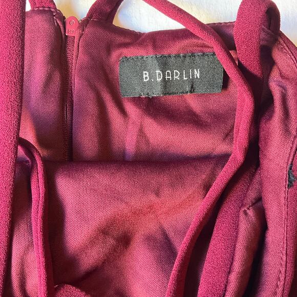 B. Darlin Women Mini Dress size XS Sleeveless A-line Deep Cut sexy Burgundy Red - Picture 7 of 8